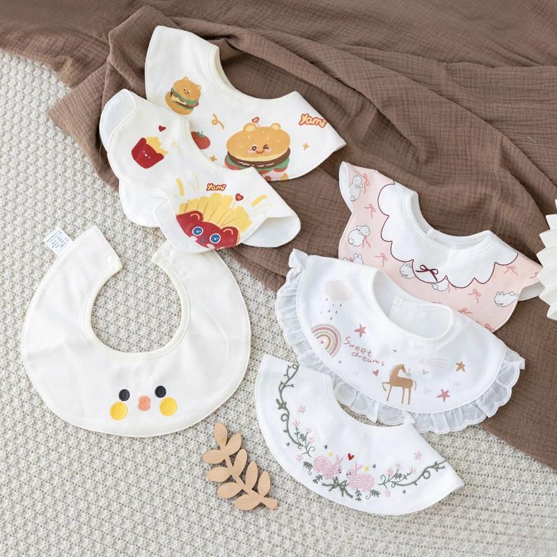 3PCS Cotton Gauze Infant Feeding Bibs Warm Season Gentle Petal Infant Printed Drooling Towel Newborn Toddler Infant Burp Cloth Children
