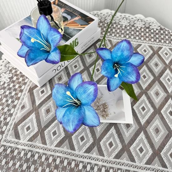 Yousheng Artificial Lily Flower 3 Heads Full Bloom Faux Lily Branch with Leaves Real Touch Fake Lilium Flower for DIY Wedding Bouquet Floral