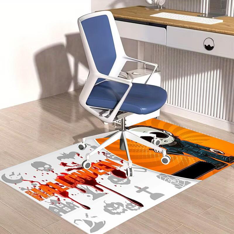 1pc Office Carpet Chair Mats Halloween Horror Icons Perfect for Office Chairs, Living Rooms, Or Bedrooms,Polyester Carpet.HDT166