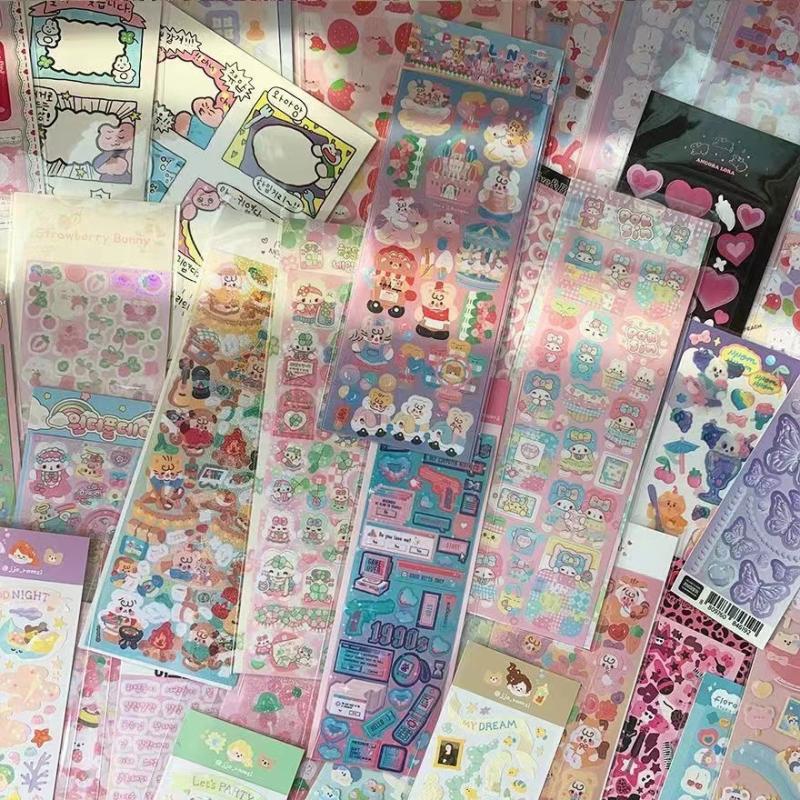 100 Sheets Cartoon Collage Laser Student Diy Decorative Scrapbooking Journals Stationery Supplies Kawaii Handbook Stickers