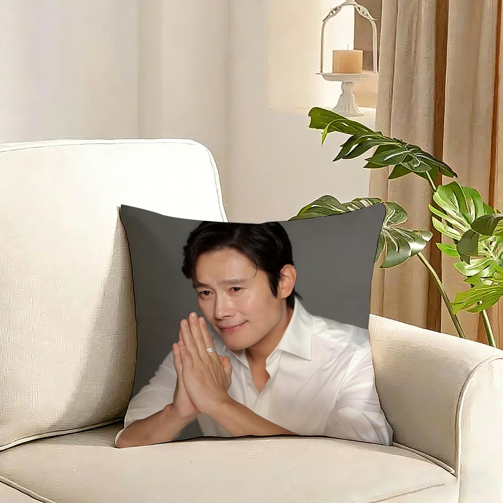 Musife Lee Byung Hun actor Cushion Cover Reversible Plush Pillow Cover Soft Fluffy Home Decor for Sofa Bedroom