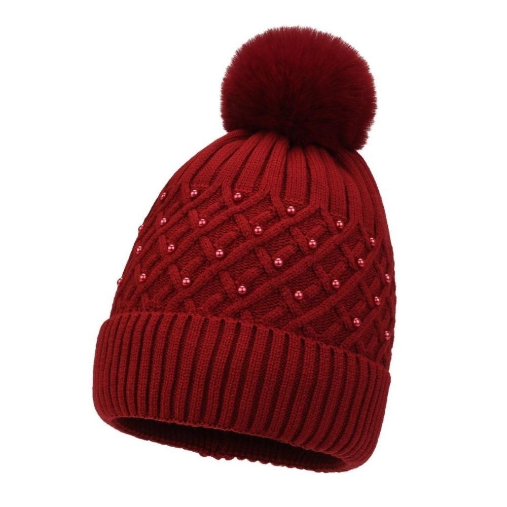 Plush Pompom Women's Knitted Beanie Hat Lightweight Winter Beanie Hat Gifts Pompom Beanie