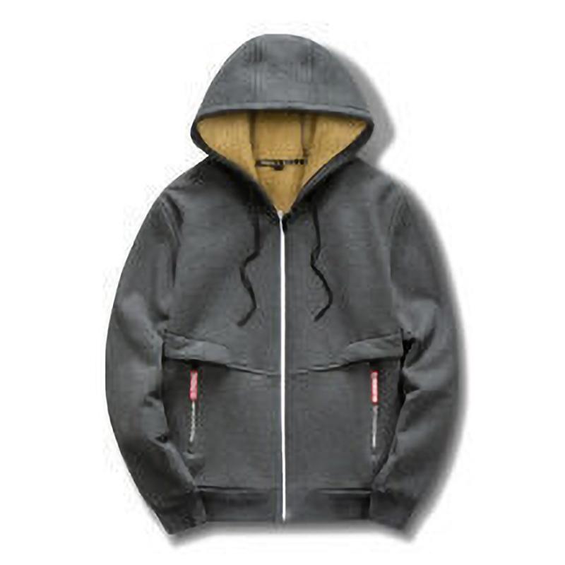 Hoodies Men Autumn Winter Thicken Fleece Sherpa Jacket Zip Up Hooded Coats Zipper Pockets Wear
