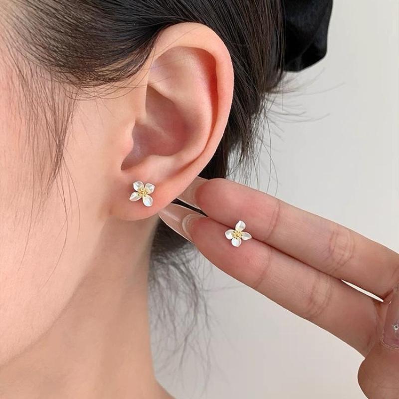 2 Piezas Exquisitos Accesorios de Lujo Ligero Mini Pendientes de Botón de Flor de Planta Mate Para Mujeres Joyería Fina Clásica