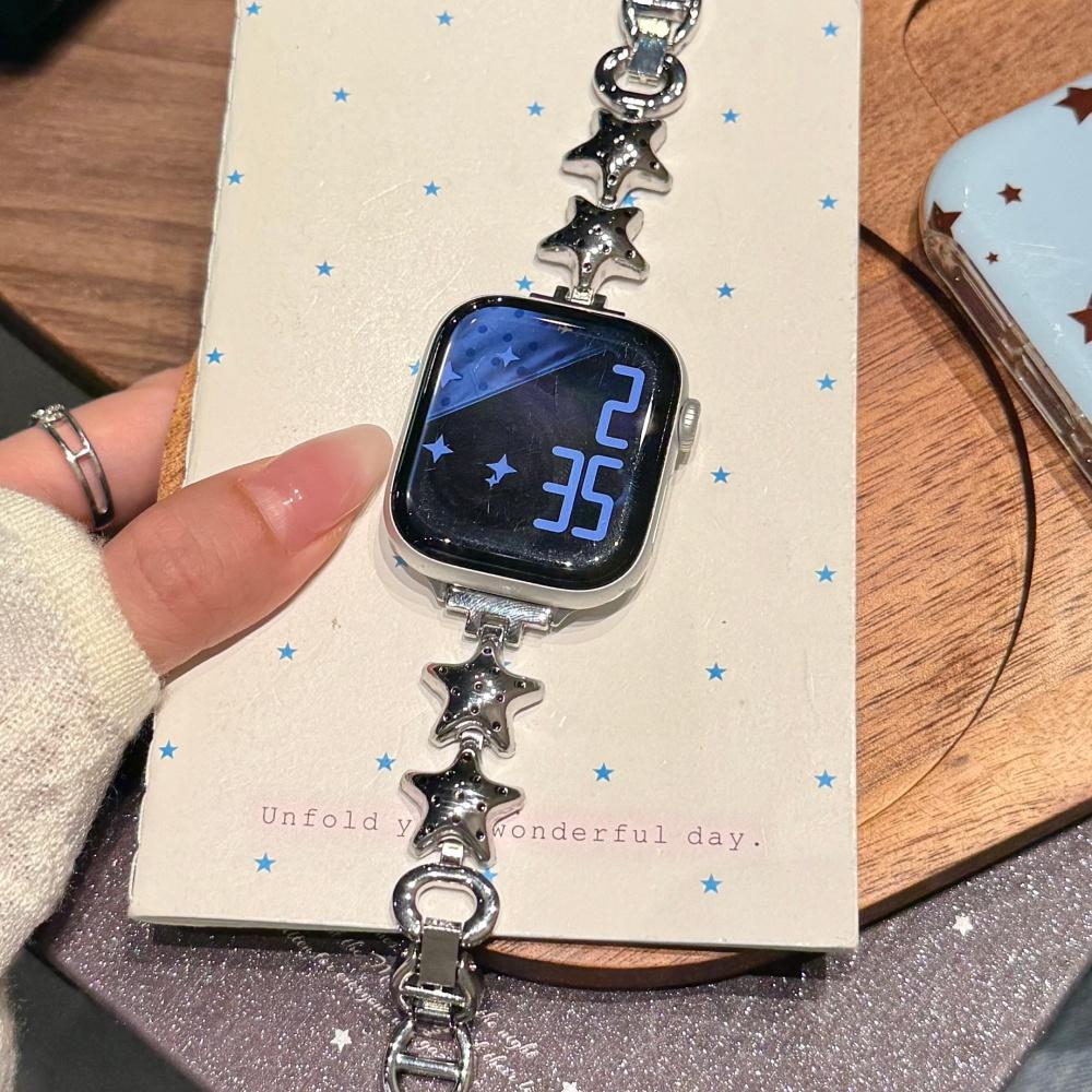 Cute Star Metal Chain Band for Apple Watch Series 1‑11 SE Ultra 38‑49mm Women Wrist Strap