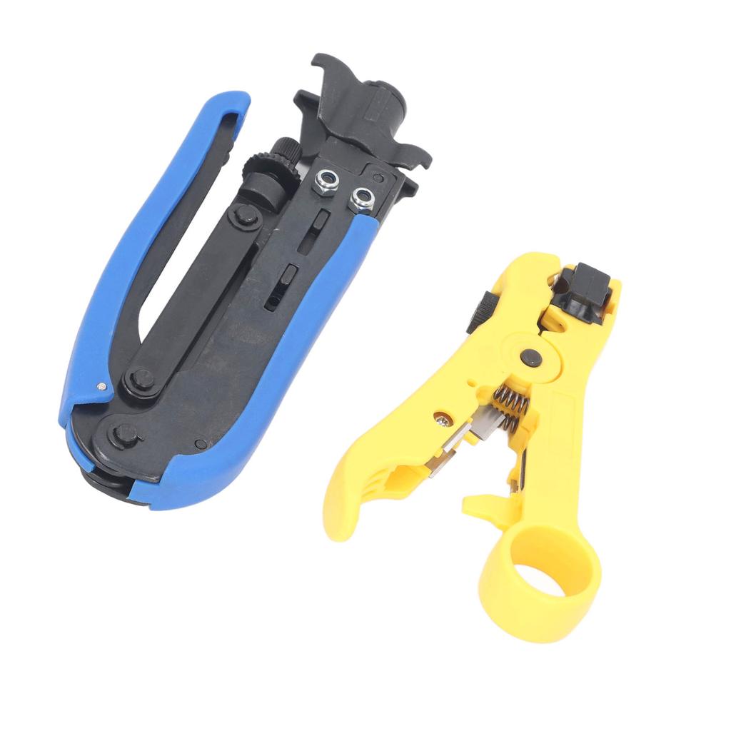 Coaxial Cable Crimping Pliers Combination Tool Adjustable Portable Coax Stripper Crimper Tool Kit