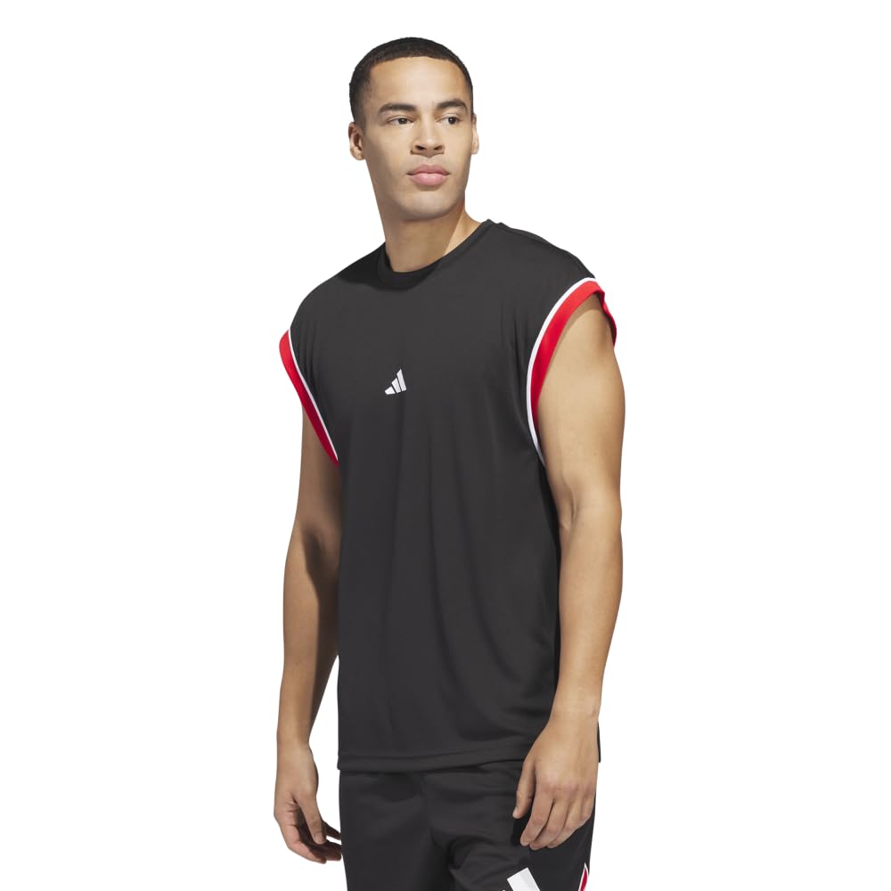 Adidas Men's KPM99 Badge of Sport Tank Top, Black/Red (JI7577), Size 3L
