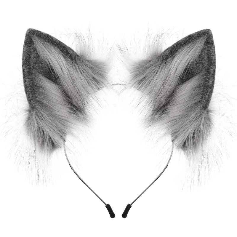 Handmade Plush Animal Ear Headband Cosplay Party Costume Wolf Fox Ears Hair Accessory Unisex