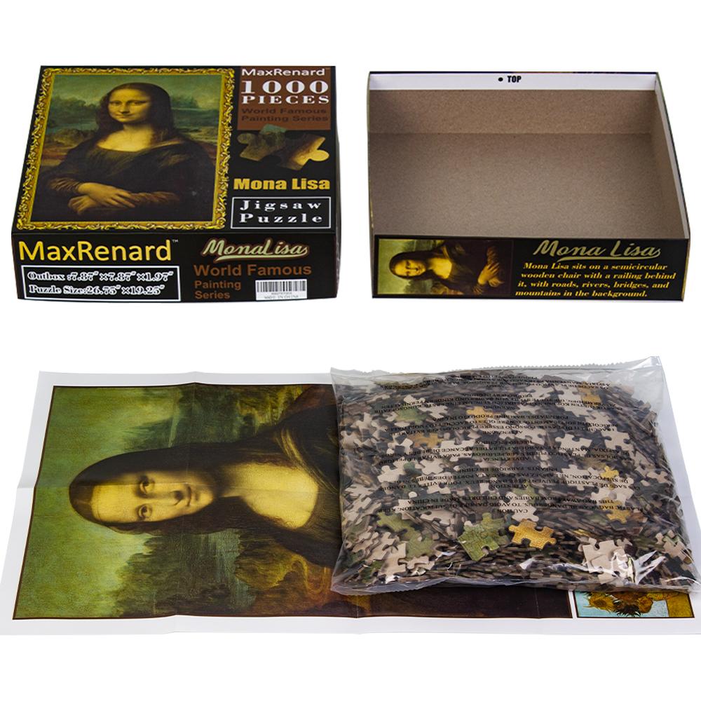 Maxrenard Jigsaw Puzzle 1000 Pieces For Adult Mona Lisa Famous Painting Toy Environmentally Friendly Paper Christmas Gift Toy