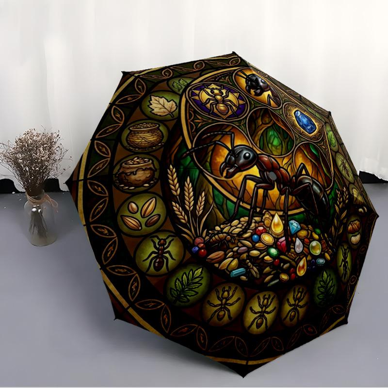 Ants Treasure Hunt pattern umbrella, portable and foldable design, 8 ribs, a casual accessory for Halloween, Christmas, and birthday gifts.