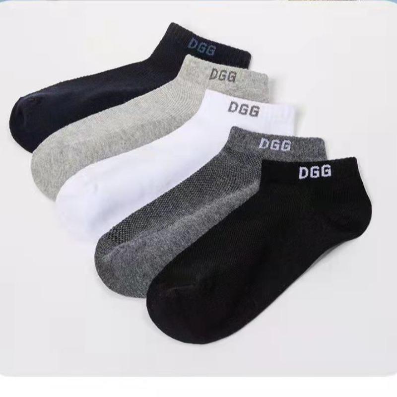 Men's Summer Thin Comfortable Sweat Absorption Leisure Solid Color Mesh Breathable Shallow Mouth Short Cotton Socks