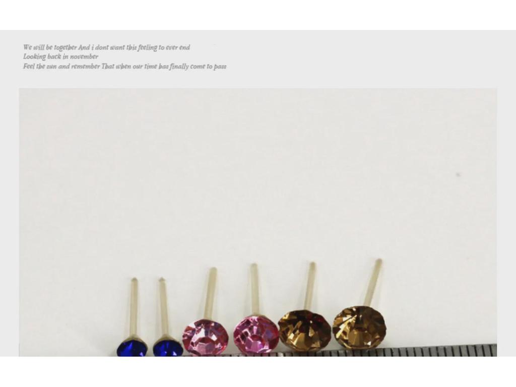 Mixed Color & Size Rhinestone Earrings Set (100 Pairs) with Plastic Needles, Sizes 4mm, 6mm, 7mm