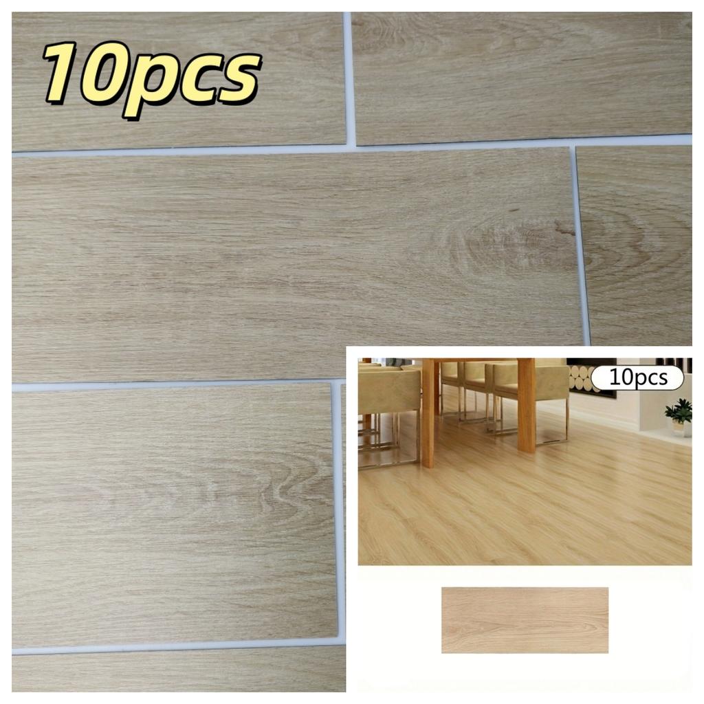 10 pièces 40cmX15cm Autocollants de Sol Imitation Bois Auto-adhésifs pour Salons, Salles de Bain, Cuisines, Décoration de Maison Autocollant de Sol