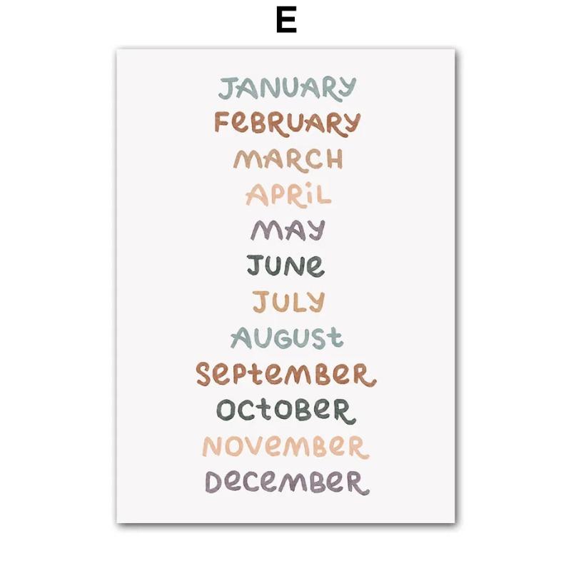 Sun Rainbow Dinosaur Octopus Education Alphabet Wall Art Canvas Painting Poster Print Nursery Wall Pictures Kids Room Decoration