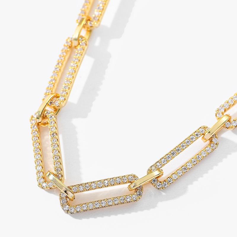 Copper inlaid zirconium electroplating color-preserving chain bracelet women, exquisite fashion cold wind summer jewelry treatment