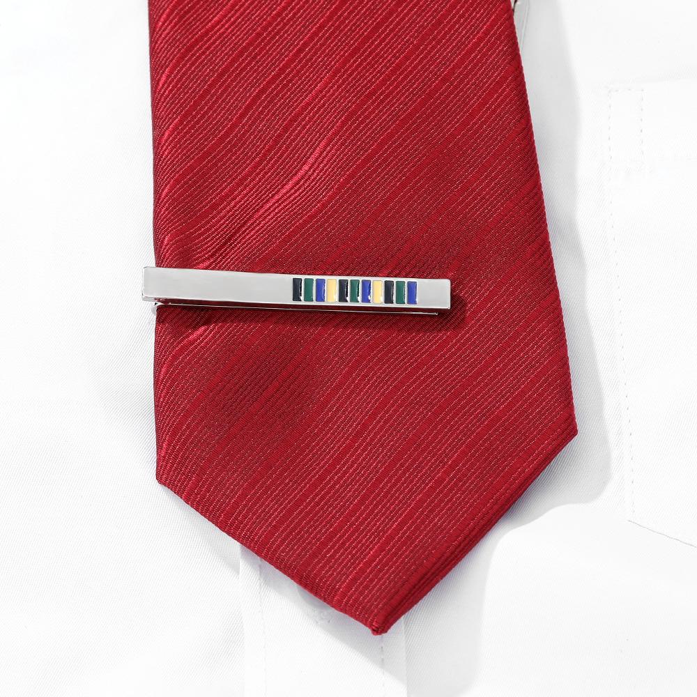 Funny Blue Green Black Colors Stripe Design Tie Clip Mens Formal Party Jewelry Accessories Free Shipping