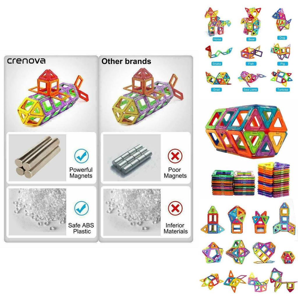 Magnetic Building Blocks Construction Set With Vibrant Multicolor Pieces For Creative Kids And Relaxing Adults
