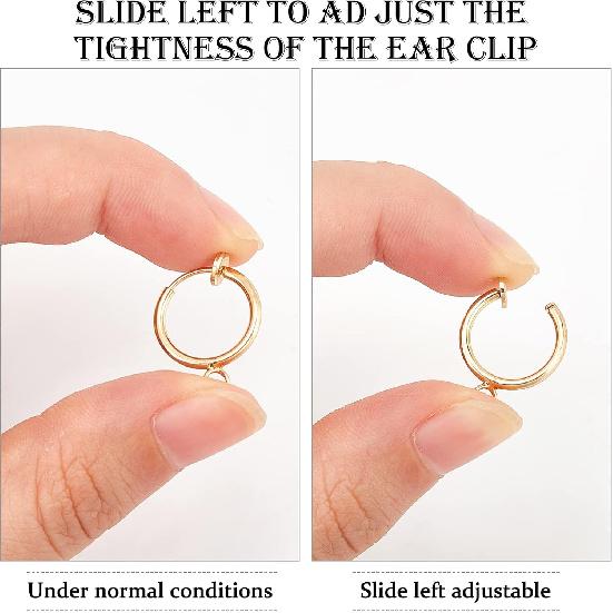 PH PandaHall 40pcs Clip-on Earring Converters - 4 Colors Non-Pierced Components Findings, 0.5 Inch Brass Dangle Clip With Easy Open Loop for DIY