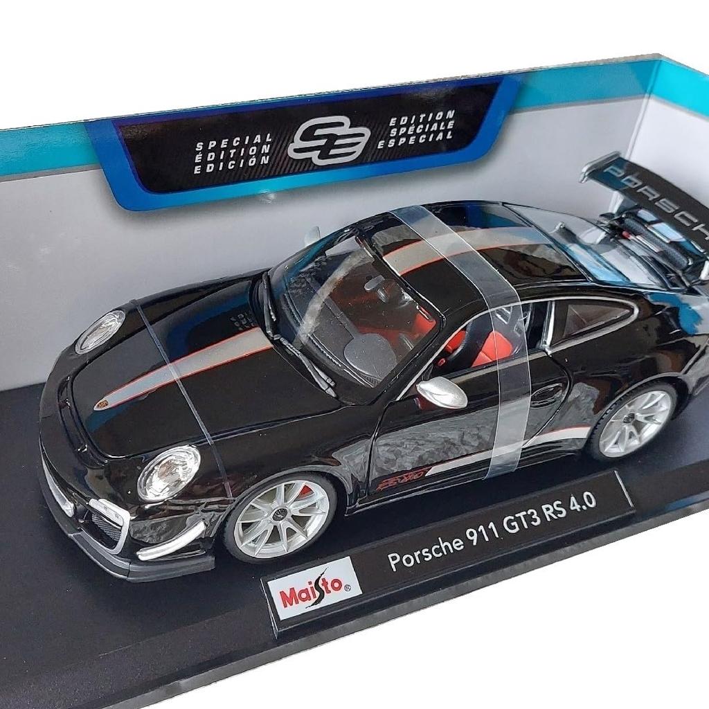 Maisto Porsche 911 GT3 RS4.0 Black 1/18 Scale Special Edition Diecast Car with Opening Doors and Hood