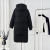Autumn Winter Thick Warm Medium Long Coat Women Loose Solid Color Hooded Jacket Parkas Zipper Outwear S-XL