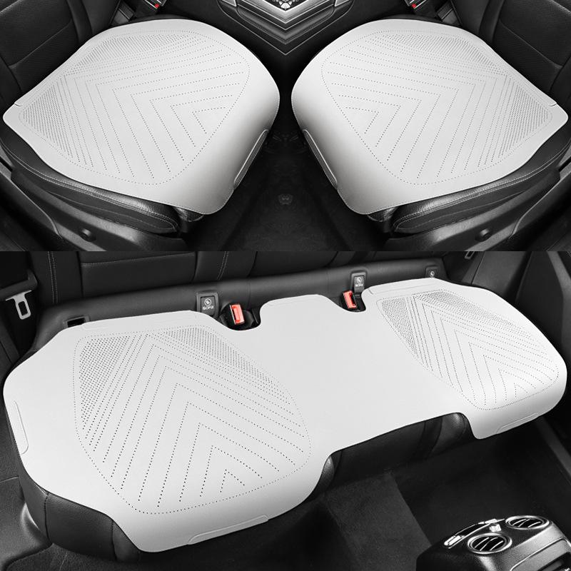 Universal Suede Car Seat Cushion Set - All-Season, Three-Piece, Summer-Ready, Thin Cushion with Lumbar Support.