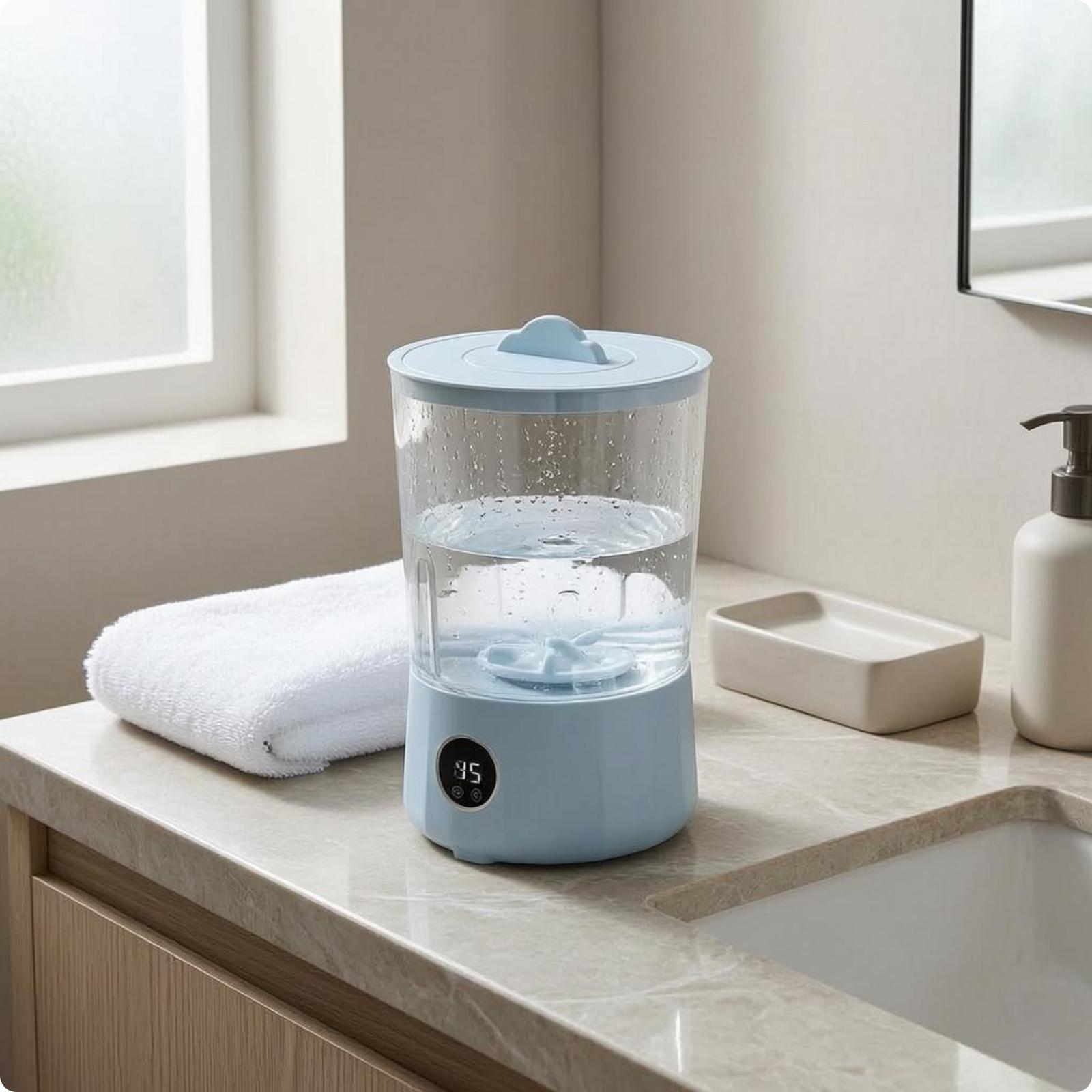 Wireless Charging Washing Machine Rounded Shape Portable Mini Washing Machine Countertop Mini Washer Easy to Use синий