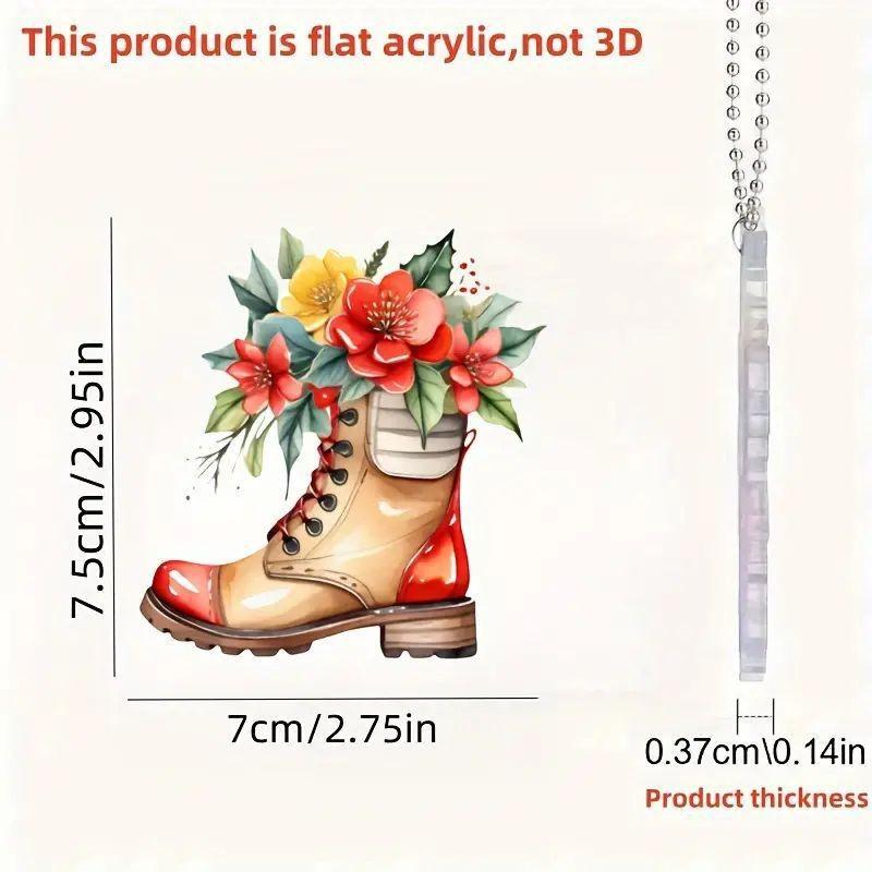 

Акриловая креативная шляпа-ковбойский сапог и цветок, подвеска на зеркало заднего вида автомобиля 3