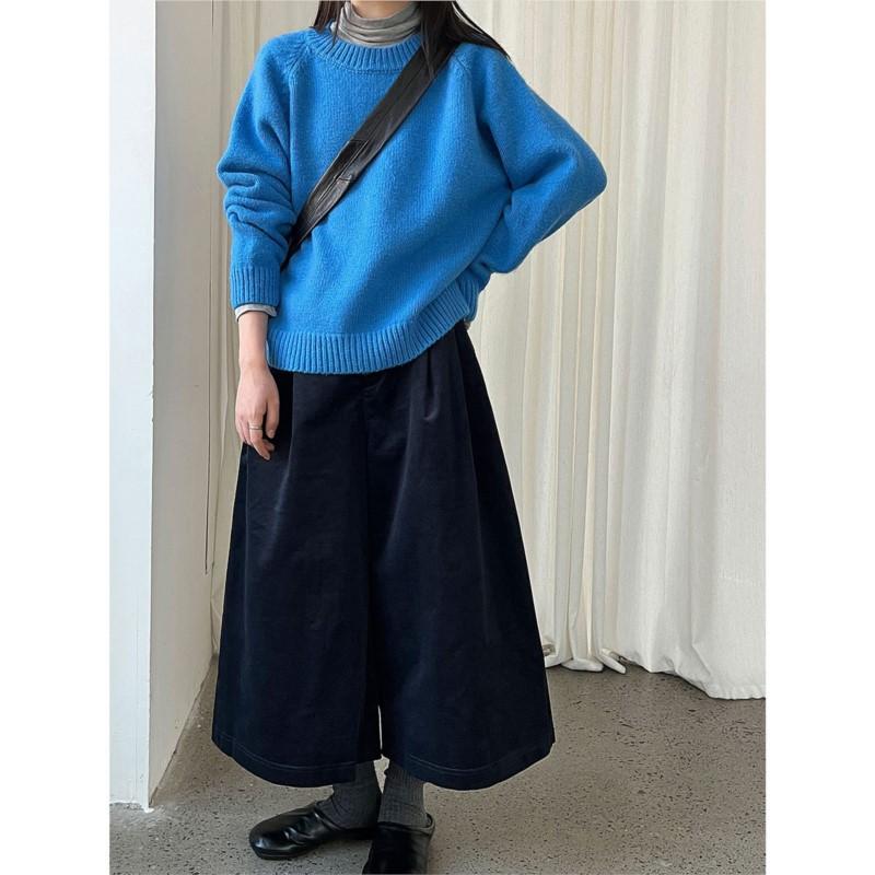Johnature Simple Comfortable Corduroy High-waisted Vintage Mid-length Pants For Women Loose Wide-leg Pants Autumn Winter
