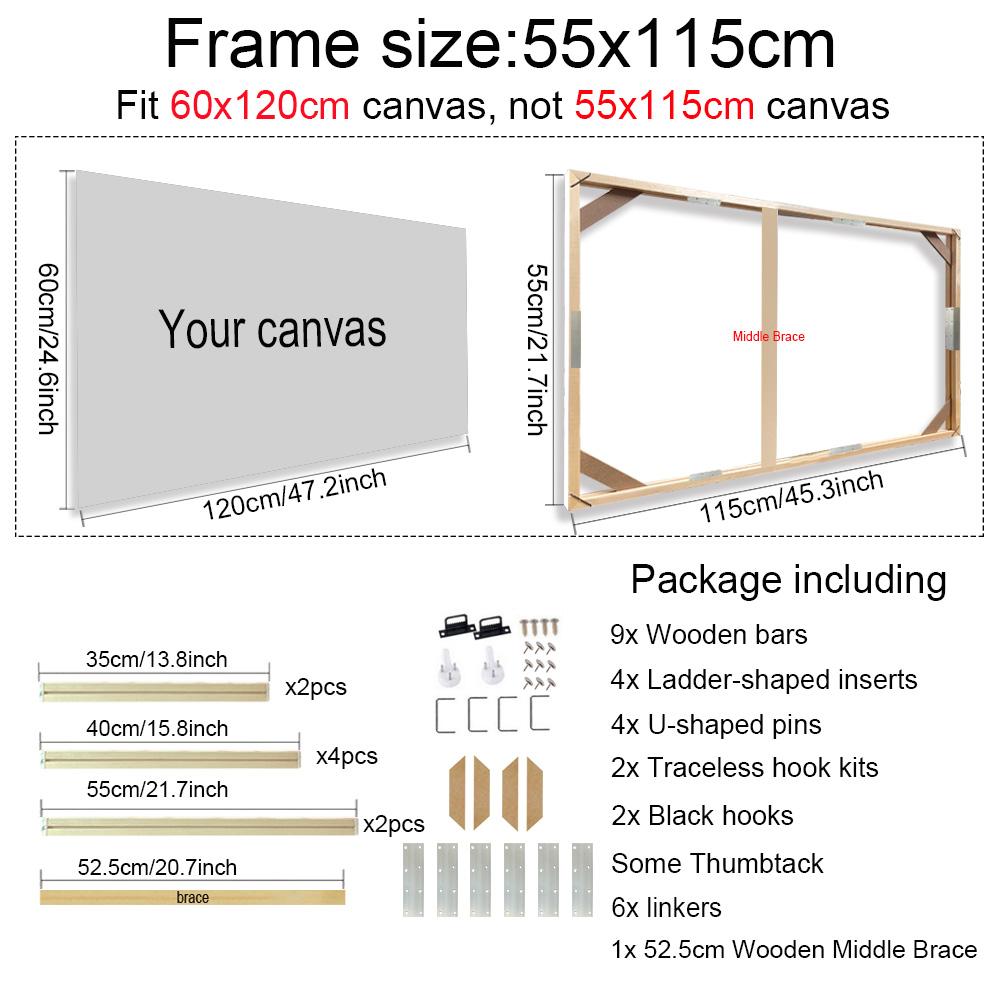 50x70 60x90 60x120cm Canvas Frame Wooden Frames Wooden Photo Oil Painting Canvas Diamond Painting Frames Canvas Wood Wall Frame