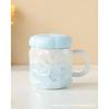 Creative Gradient Mug Flower Lid Water Cup High-value Ceramic Cup Souvenir Mother's Day Gift for Girls
