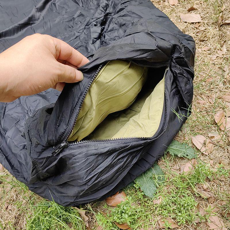 A1R Tunnel Water-Resistant Warm Sleeping Bag - Lightweight, Black, Capsule Design with Protective Cover, Dirt-Resistant, Inflatable.