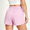 Women Plaid Casual Loose Fit Shorts with Drawstring Waist and Side Pockets Lightweight Breathable Fabric for Daily Wear