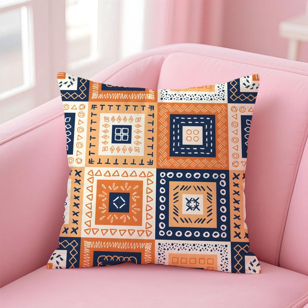 Traditional Chinese Ethnicstyle Geometric Patterns Cushion Cover Pillow Case Soft Skin Friendly Fabric  Concealed Zipper