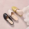 2025 léto nové retro kulaté špičky duté prodyšné taška hlava poloviční pantofle s nízkým podpatkem pohodlné a všestranné nošení dámské