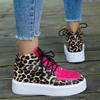Damen Schnürfront High Top Plateauschuhe Leder Mode Leopard Lässig Komfort Höhenvergrößernde Sneaker Zapatos De Mujer