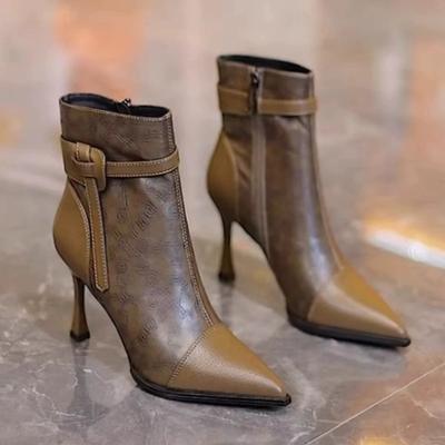 Temperament Boots Women Spring Fall New Pointed Toe Stiletto Heels Fashion Versatile Booties