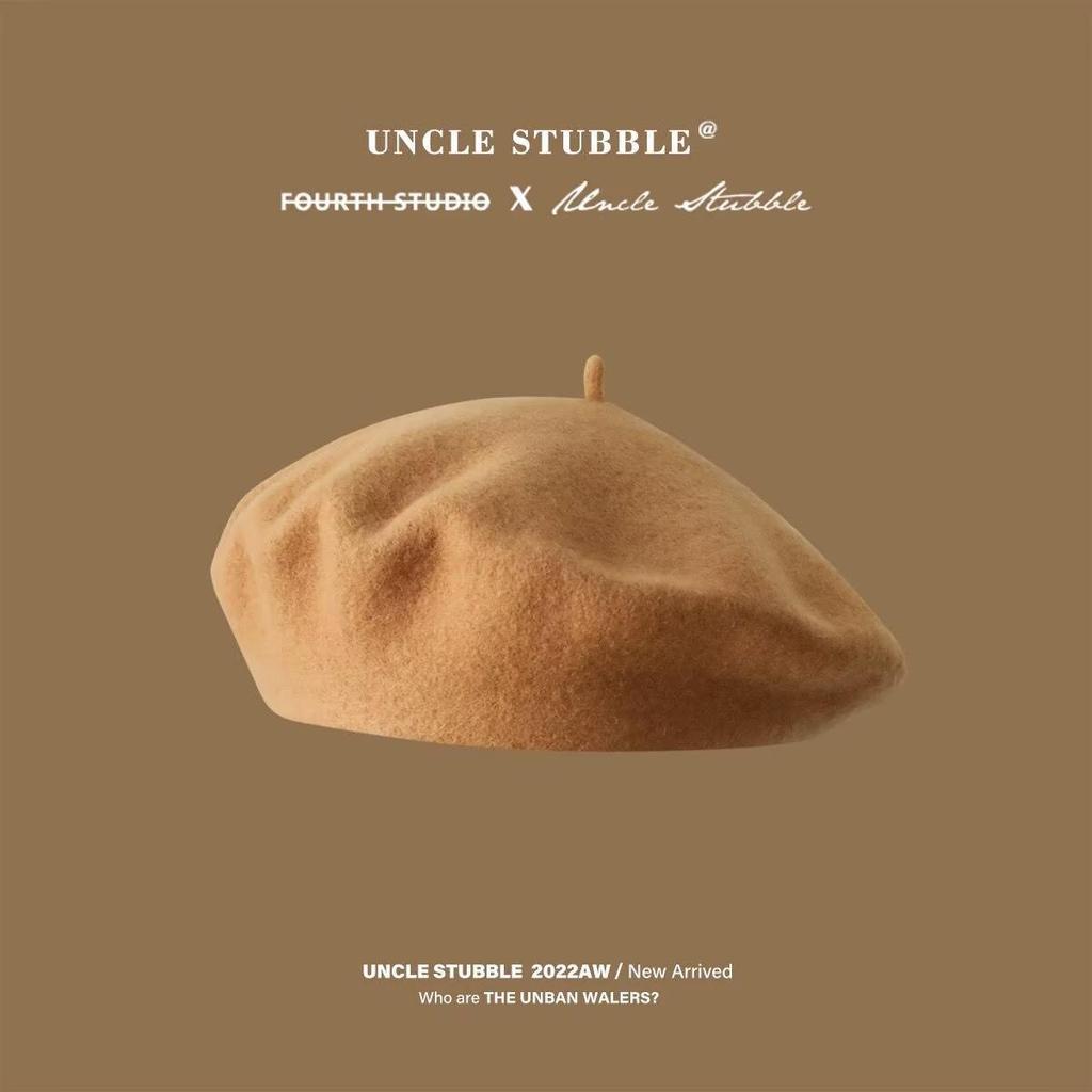 Women's Retro Wool Beret: Versatile Autumn & Winter Felt Hat In Solid Color, Korean Painter Style.