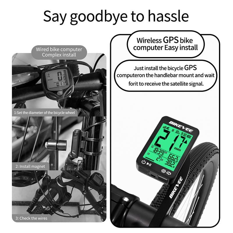 Ciclocomputador GPS Inalámbrico Digital para Ciclismo Inteligente Multifuncional Velocímetro Odómetro para Bicicleta Computador para Ciclismo al Aire Libre