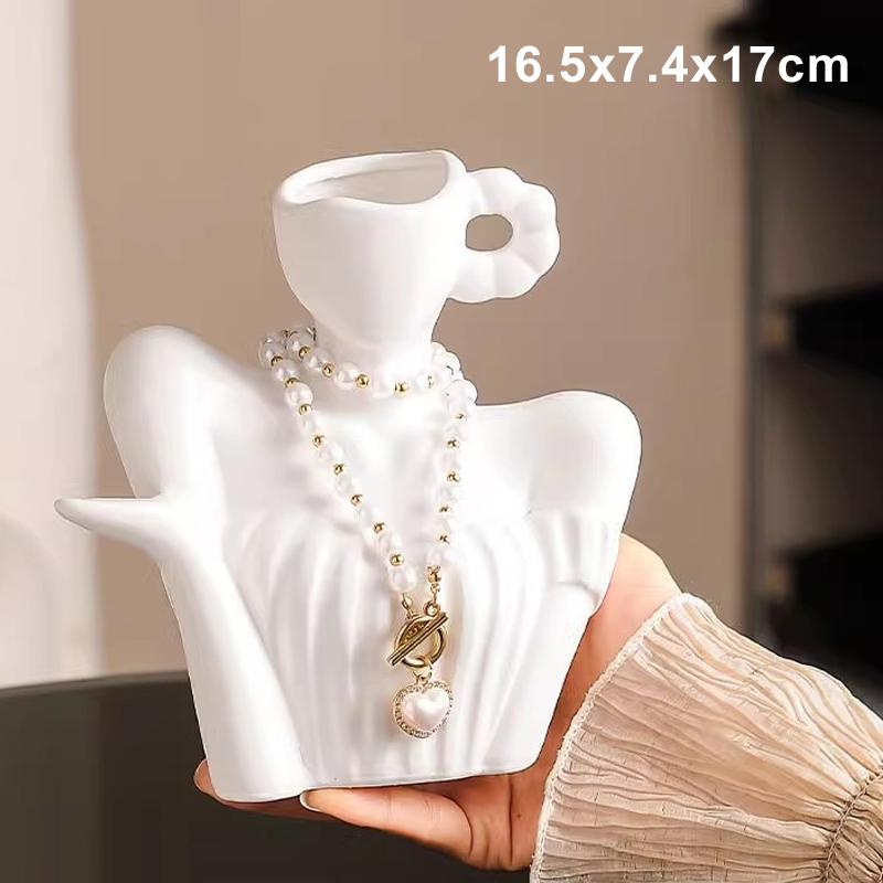 

Creative Nordic Style Ceramic Vase, Black and White Side Face Human Face, Home Desktop Decoration, Trend Fashion Luxury Art, 1Pc