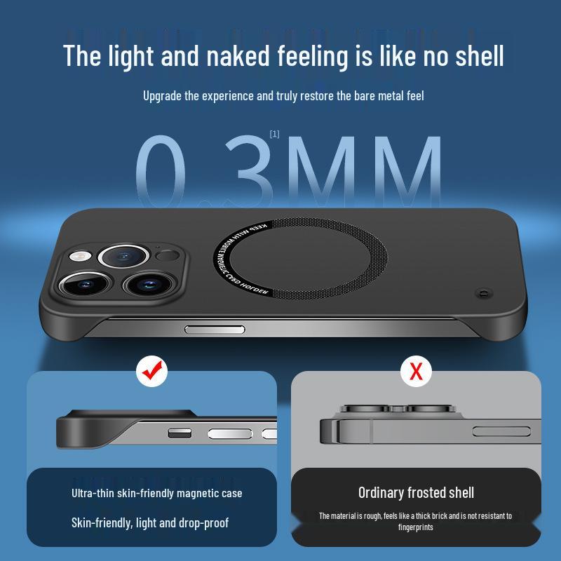 iPhone 17 Magnetic Frosted Frameless Case - Compatible with 14/15 Apple, 16ProMax, New Hard Protective Cover
