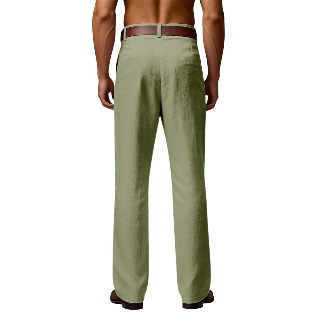 Men Classic Fit Pleated Front Trousers with Belt Loops and Side Pockets for Business or Casual Wear