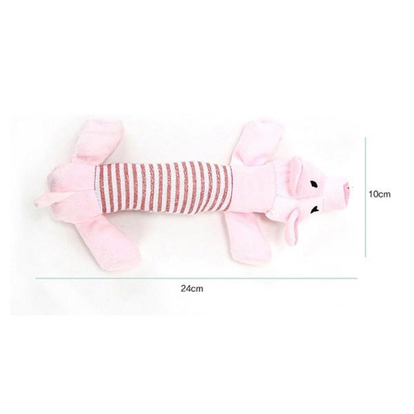 Ding Dong Haustier Hundespielzeug Plüsch Elefant 24 x 10 cm + Schwein 24 x 10 cm + Ente 24 x 10 cm, gemischte Farben, 1 Set