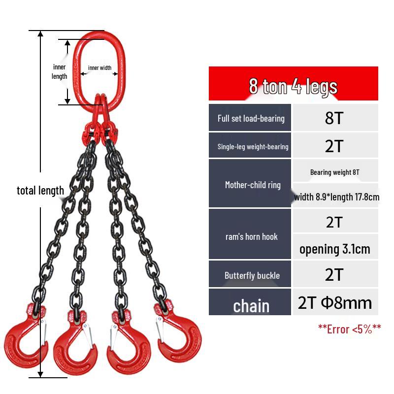 G80 Manganese Steel Chain Sling with Hook and Shackle for Lifting and Overhead Crane Operations