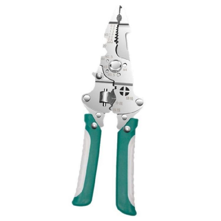 

Электрический стриппер для снятия изоляции с проводов, плоскогубцы для точного снятия оболочки кабеля, надежный обжим и долговечность, инструмент стальной конструкции 1