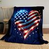 American Flag Heart Design Patterned Blanket, Flannel, Suitable for All Seasons, Home Decor, Warm and Cozy