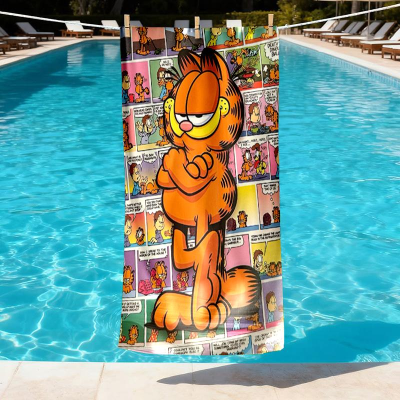 Garfield Print Beach Towel Design, Soft, Lightweight. for Home Bathroom, Spa, Pool, Yoga, Surfing, Camping, Gift for Family, Friend