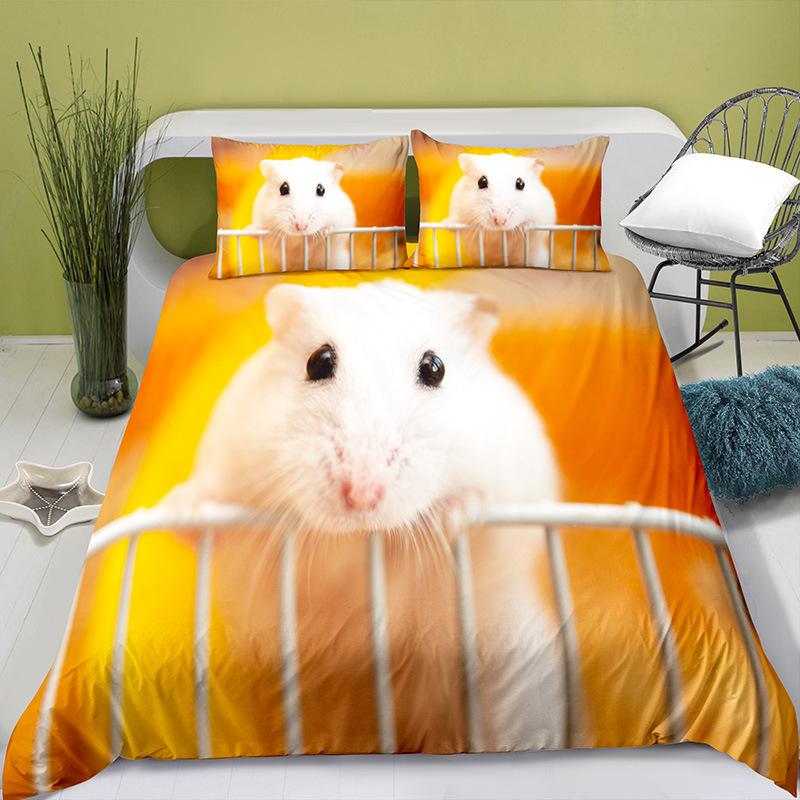 Cute Hamster Bedding Set Single Twin Full Queen King Size Pet Hamster Bed Set Aldult Kid Bedroom Duvetcover Sets 3D Anime 037