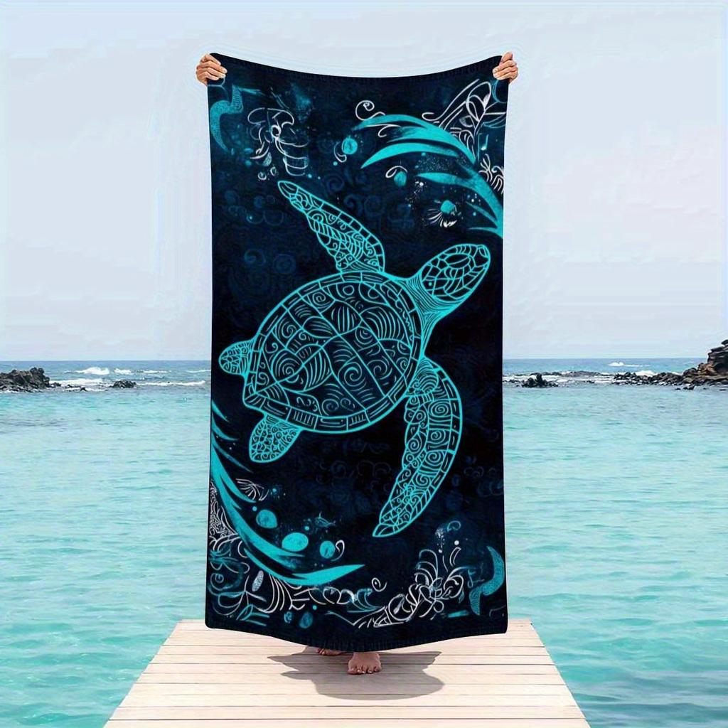 1pc Tropical Sea Turtle Beach Towel - Quick-Dry Microfiber Bath Towel for Pool, Travel, Bachelorette Party - Lightweight