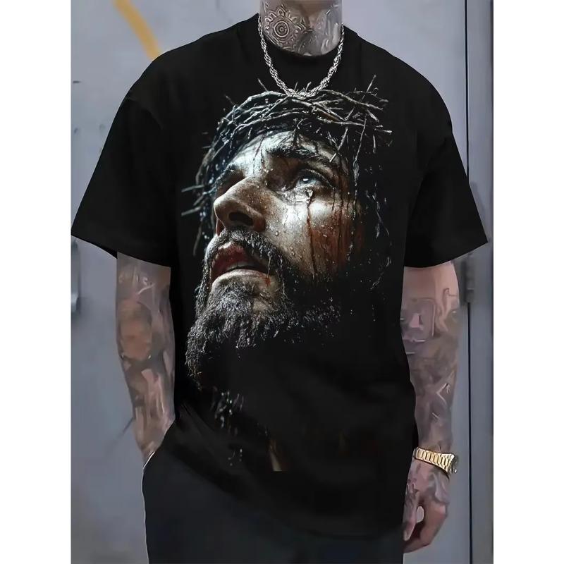 T-shirt Jésus-Christ pour Hommes Femmes T-shirts Imprimés en 3D Mode d'Été Décontracté Manches Courtes Col Rond Surdimensionné Vêtements pour Enfants