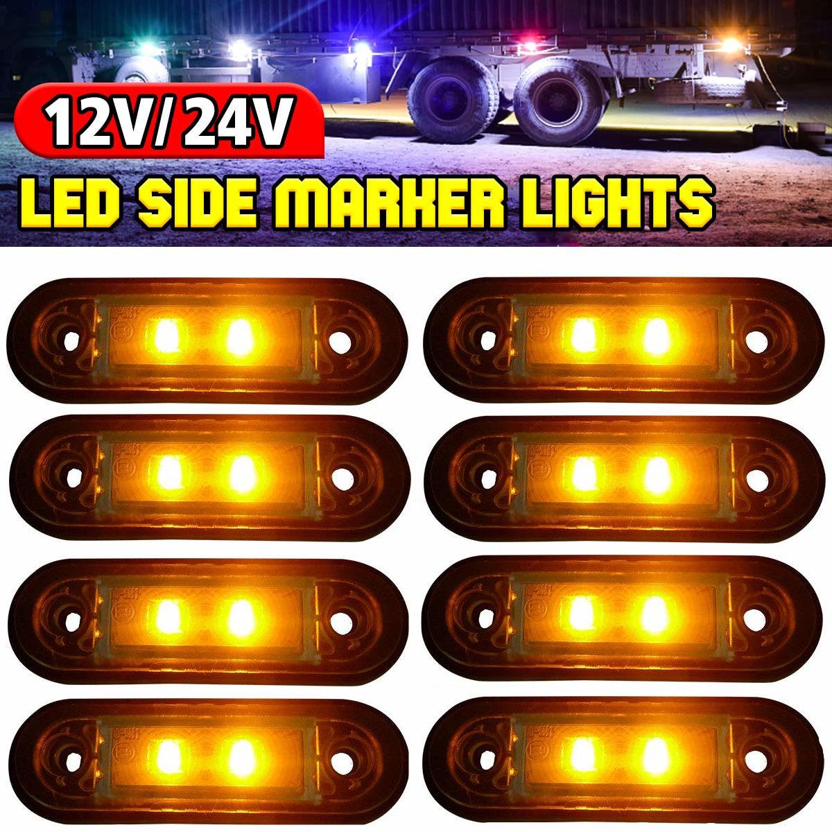 

8pcs LED Side Marker Car External Light Waterproof Indicator Light Bus Truck Lorry Led Indicator Trailer Light Rear Side Lam жёлтый